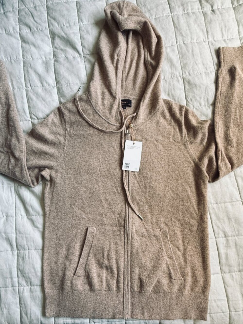 Quince Mongolian Cashmere Full Zip Hoodie Oatmeal M NWT - Picture 5 of 9